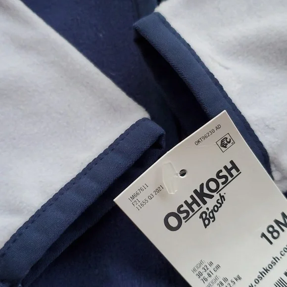 OshKosh B'gosh NWT 2 tone blue fleece zip up jacket size 18 month - Picture 5 of 9
